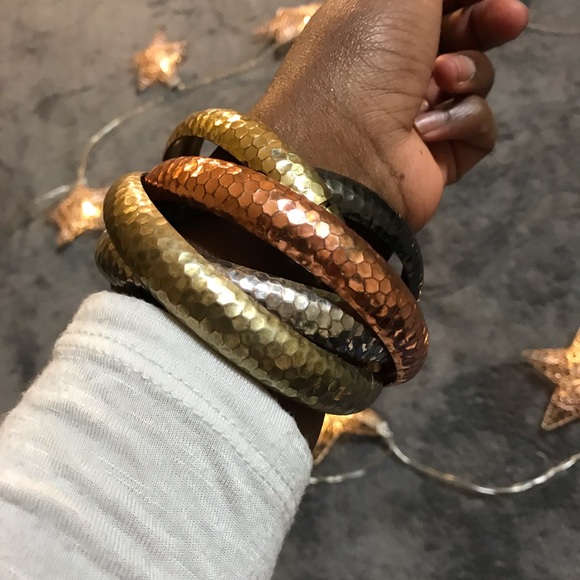 Multicolored 5-ring bangles bracelet Rose Gold - Picture 7 of 7